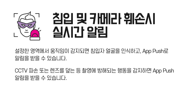 침입 및 카메라 훼손시 실시간 알림